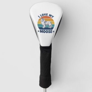 I Love My Moose Dog Retro Engraving Design_1 Golf Head Cover