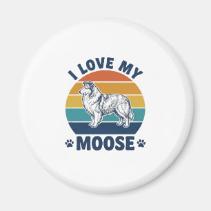 I Love My Moose Dog Retro Engraving Design_1 Magnet