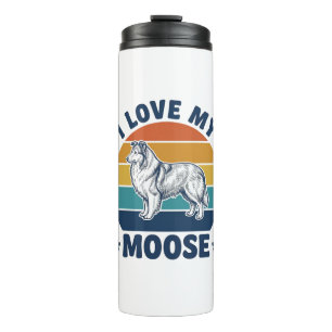 I Love My Moose Dog Retro Engraving Design_1 Thermal Tumbler