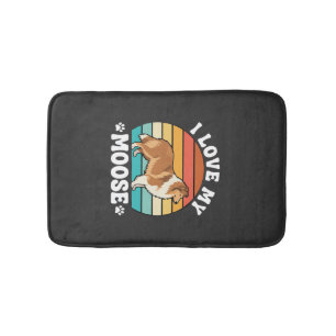 I Love My Moose Retro Collie Dog Bath Mat
