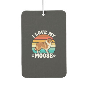 I Love My Moose Retro Collie Dog Car Air Freshener