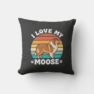 I Love My Moose Retro Collie Dog Cushion