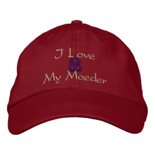 I Love My Mother In Afrikaans Red Embroidered Hat