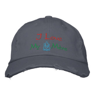I Love My Mother In French Blue Embroidered Hat