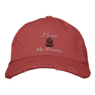 I Love My Mother In Italian White Embroidered Hat