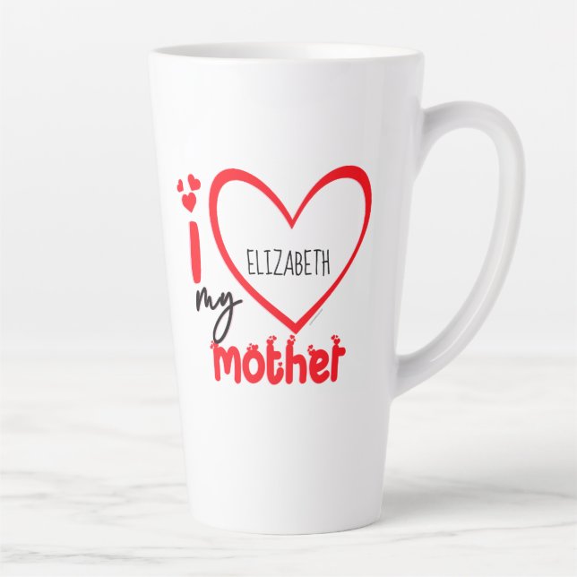 I Love My Mother Photo Gift Latte Mug (Right)