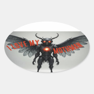 I Love My Mothman Oval Sticker