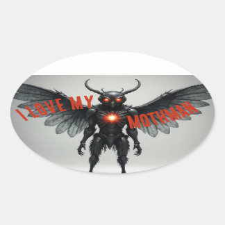 I Love My Mothman  Oval Sticker