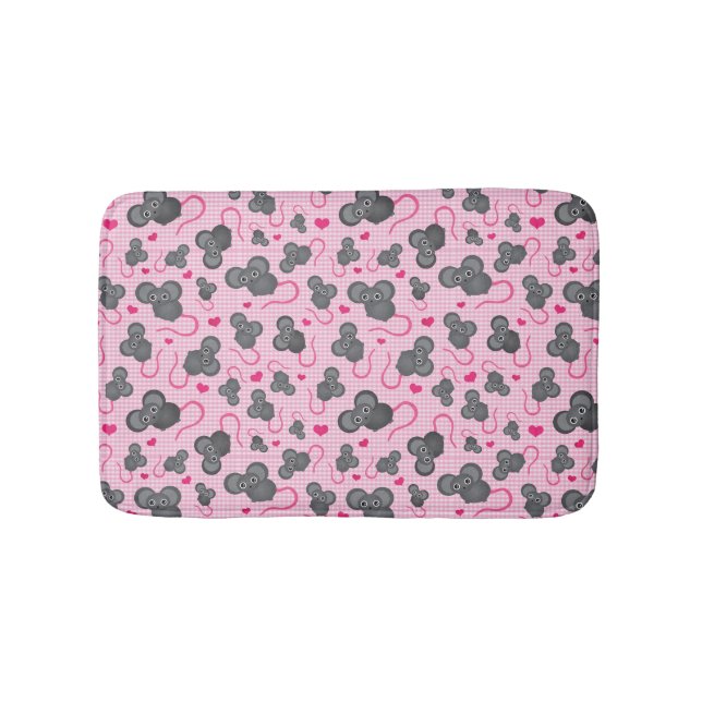 I love my mouse pattern in pink bath mat (Front)
