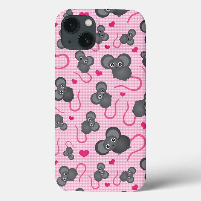 I love my mouse pattern in pink Case-Mate iPhone case (Back)
