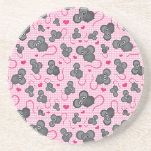 I love my mouse pattern in pink coaster