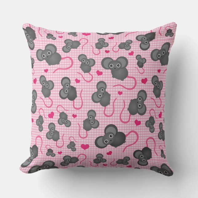 I love my mouse pattern in pink cushion (Front)