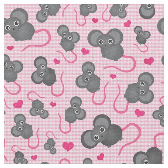 I love my mouse pattern in pink fabric (Close Up)