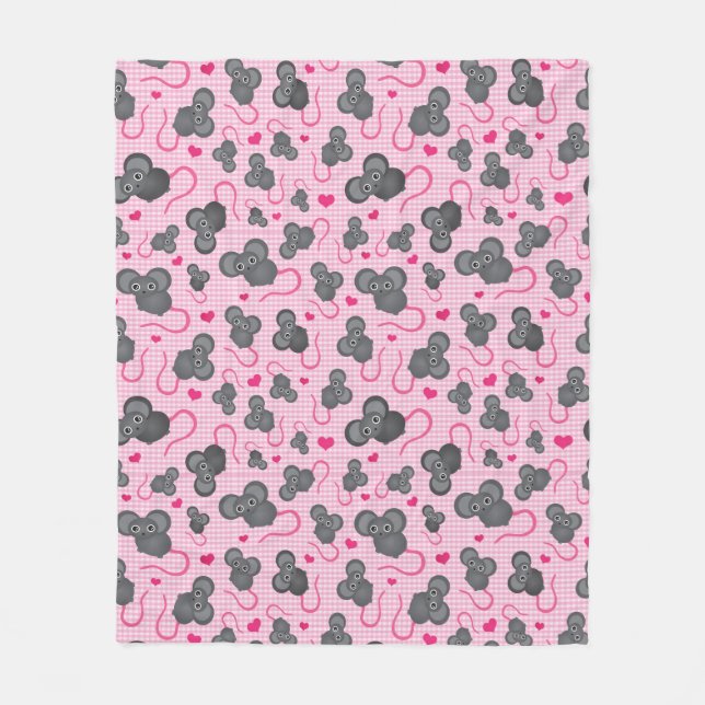 I love my mouse pattern in pink fleece blanket (Front)