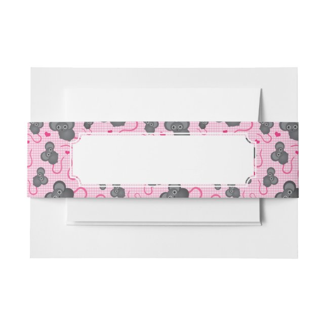 I love my mouse pattern in pink invitation belly band (Front Example)
