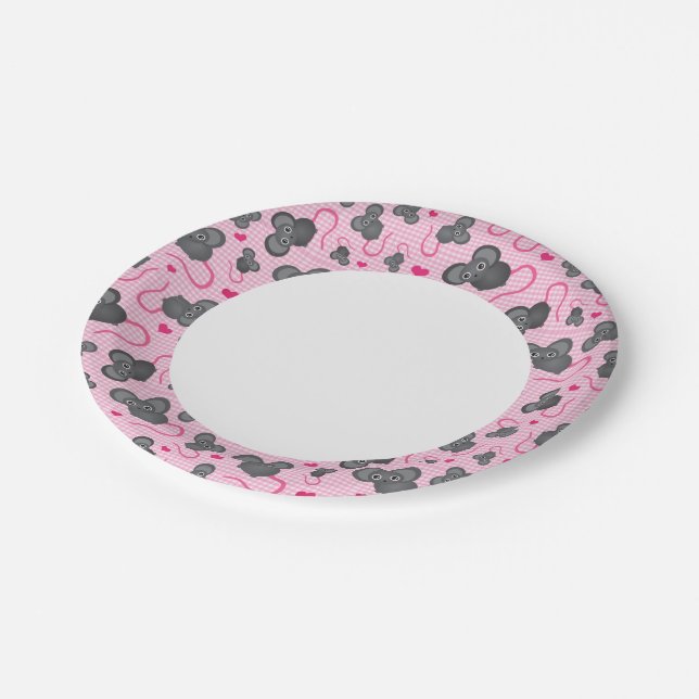 I love my mouse pattern in pink paper plate (Angled)