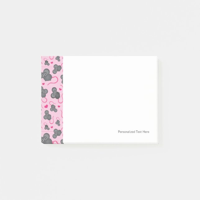 I love my mouse pattern in pink post-it notes (Front)