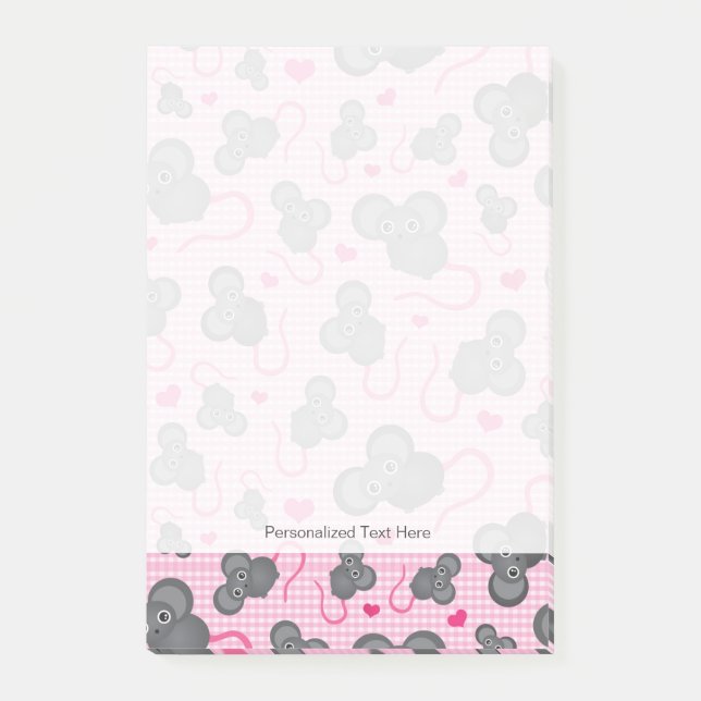 I love my mouse pattern in pink post-it notes (Front)