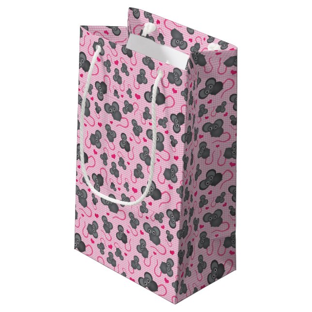 I love my mouse pattern in pink small gift bag (Back Angled)