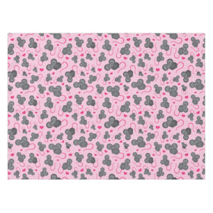 I love my mouse pattern in pink tablecloth