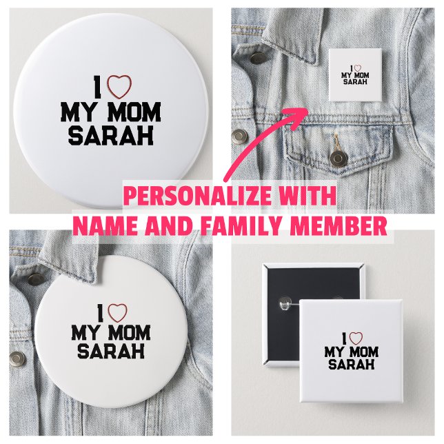 I Love My Mum 3 Cm Round Badge (I Love My Mom Button
)
