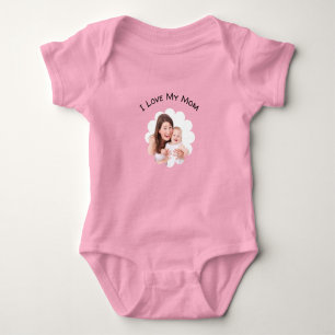 I Love My Mum Custom Photo Text Mother's Day Baby Bodysuit
