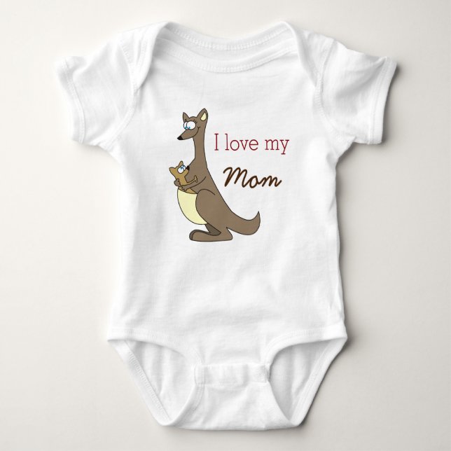 I Love My Mum Cute Kangaroos Baby Clothes Baby Bodysuit (Front)