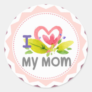 I love my mum heart flower Starburst Classic Round Sticker