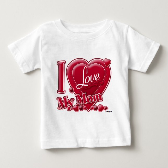 I Love My Mum red - heart Baby T-Shirt (Front)