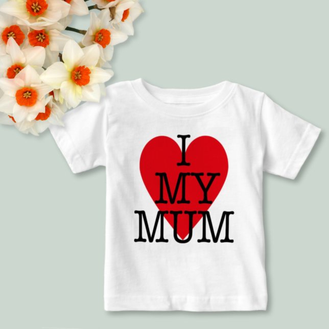I love my Mum Red Love Heart Family Valentines Day Baby T-Shirt (Creator Uploaded)