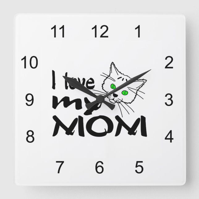 I Love My Mum Square Wall Clock (Front)