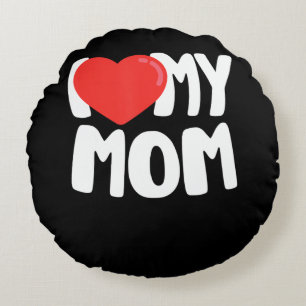 I Love My Mum TShirt with Large Red Heart Round Cushion