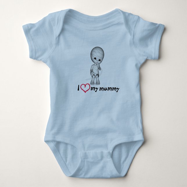 "I Love my Mummy" Cute Blue Infant Bodysuit (Front)