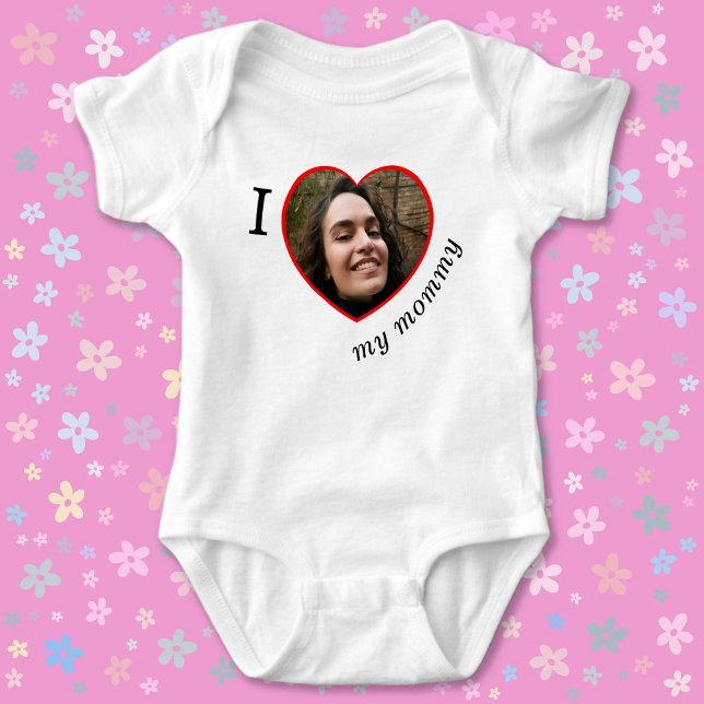 I Love My Mummy Daddy Custom Photo Text Baby Bodysuit (Creator Uploaded)
