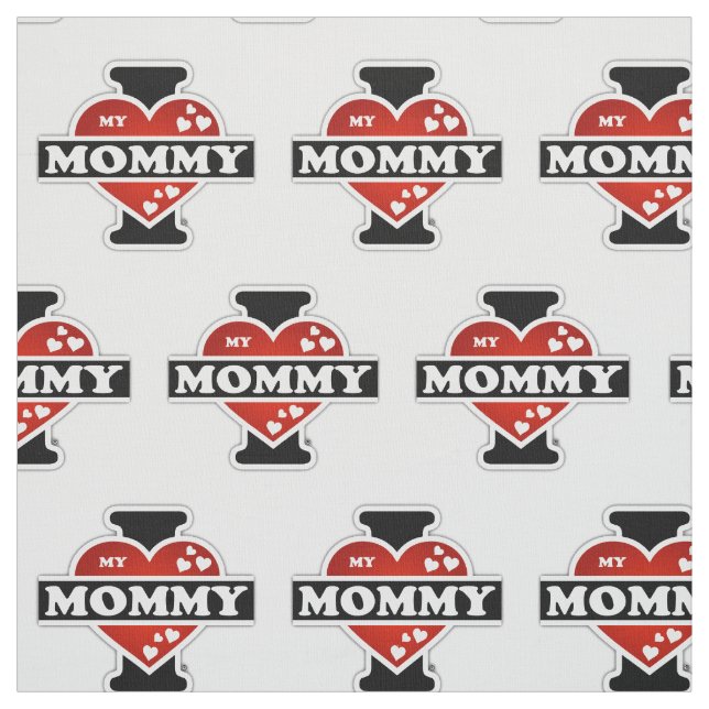 I Love My Mummy Heartbeats Fabric (Swatch)