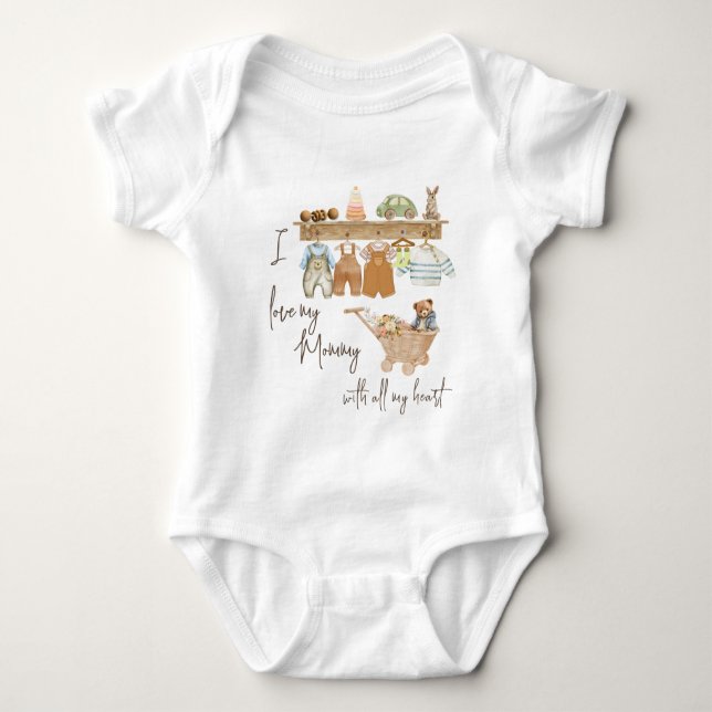 I love my Mummy Nursery, Teddy Bear,  Baby Clothes Baby Bodysuit (Front)