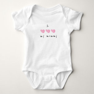 I Love My Mummy PInk Heart Custom Baby Bodysuit