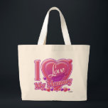 I Love My Mummy pink/purple - heart Large Tote Bag<br><div class="desc">I Love My Mummy pink/purple - heart</div>