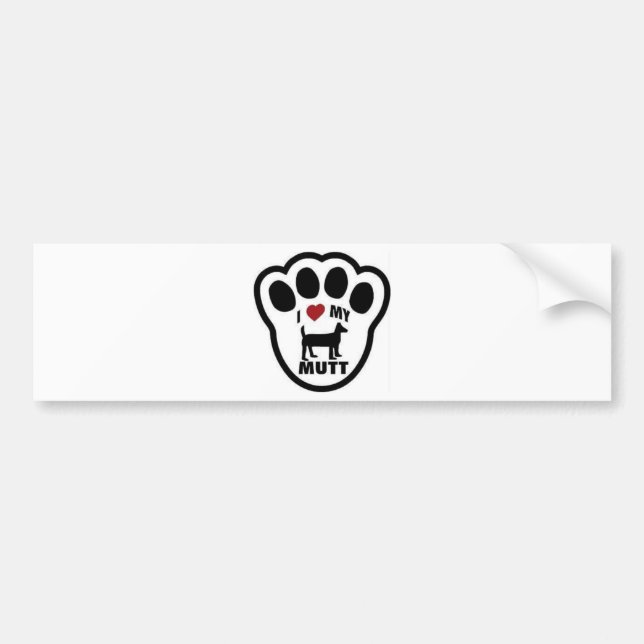 I love my Mut paw print Bumper Sticker (Front)
