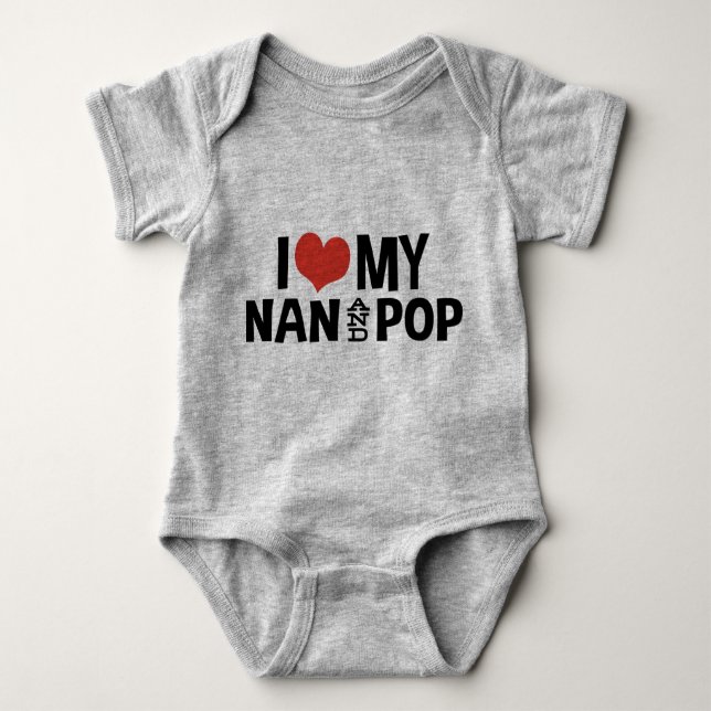 I Love My Nan and Pop Baby Beanie Bodysuit (Front)