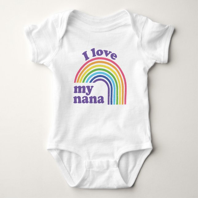 I Love My Nana - Cute Rainbow  Baby Bodysuit (Front)