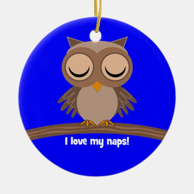 I love my naps owl ceramic ornament (Front)