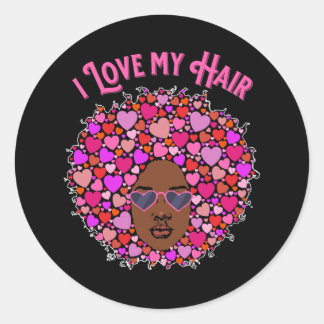 I Love My Natural Hair Afro Kinky Valentine’s Day Classic Round Sticker