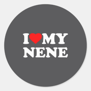 I Love My Nene Heart Family Grandma Long Sleeve Classic Round Sticker
