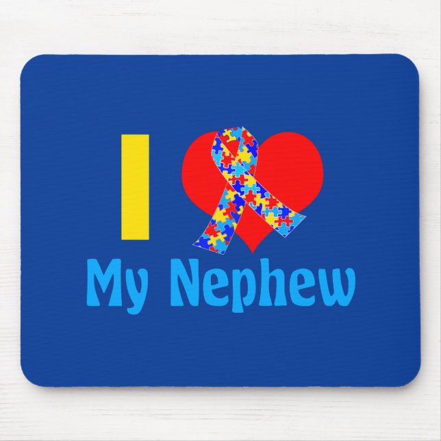 I Love My Nephew Autism Awareness Blue Mouse Pad (Front)