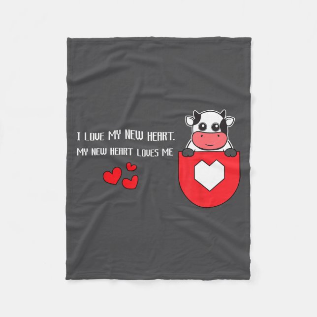 I Love My New Heart Loves Me Heart Health Cardiacs Fleece Blanket (Front)