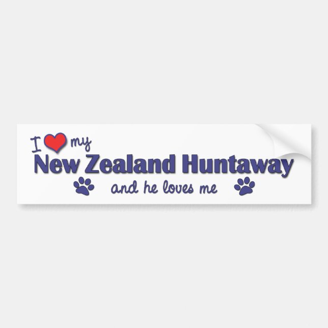I Love My New Zealand Huntaway (Male Dog) Bumper Sticker (Front)