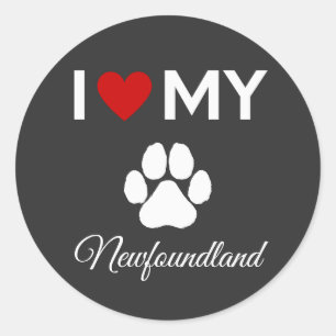 I love my Newfoundland dog custom text Classic Round Sticker