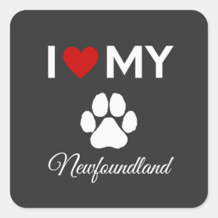 I love my Newfoundland dog custom text Square Sticker
