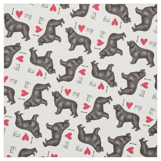 I Love my Newfoundland Fabric (Swatch)